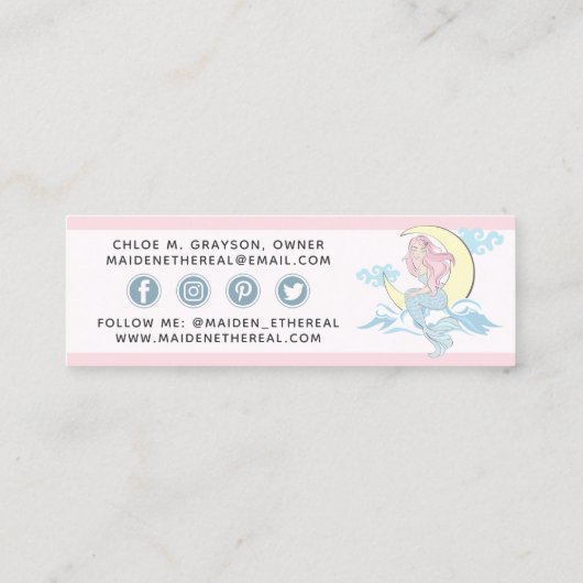 マーメイドムーン&スターズ神秘的サイレンのソーシャルメディア スキニー名刺 (裏面)