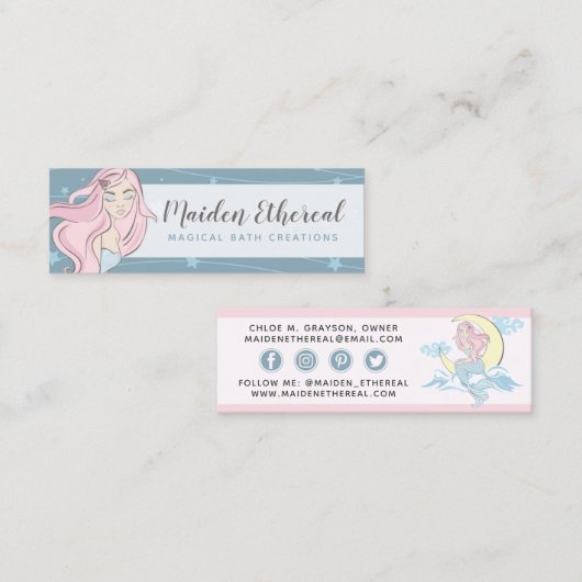 マーメイドムーン&スターズ神秘的サイレンのソーシャルメディア スキニー名刺 (正面/裏面)