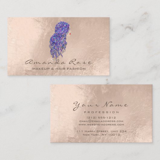 マーメイドメイクアップラッシュヘアドレッサーアイボリーパープル 名刺 (正面/裏面)