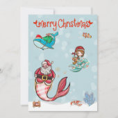 マーメイドメリークリスマスサンタ海洋生物 シーズンカード (正面)