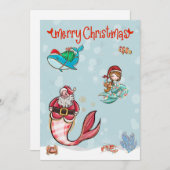 マーメイドメリークリスマスサンタ海洋生物 シーズンカード (正面/裏面)