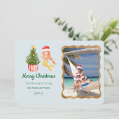 マーメイドメリークリスマスフォトグリーティングカード 招待状 (スタンド正面)