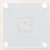 マーメイドモはかりで測ノグラムネイビーブルー金ゴールドホームデコール ガラスコースター (裏面)