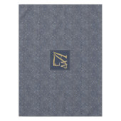 マーメイドモはかりで測ノグラムネイビーブルー金ゴールドホームデコール テーブルクロス (正面)