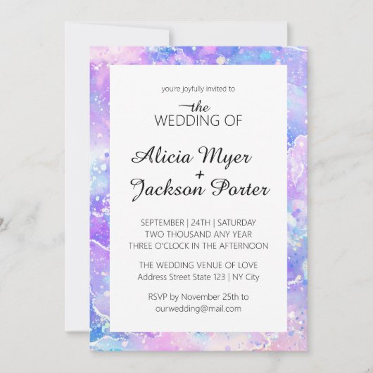 マーメイドモダンウォーター色結婚式招待状 招待状 (正面)