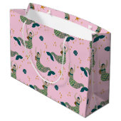 マーメイドモダンサイレンテーマイラストレーションプリントピンク ラージペーパーバッグ (裏面アングル)