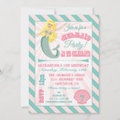 マーメイドモダン誕生日パーティーへの招待 招待状 (正面)
