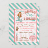 マーメイドモダン誕生日パーティーへの招待 招待状 (正面/裏面)