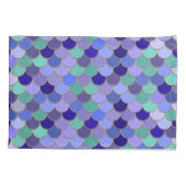 マーメイドモノグラム+名前 |アクアティール(緑がかった色)パープルブルー 枕カバー (裏面-左)