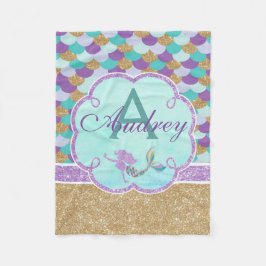 マーメイドモパーソナライズされたノグラムブランケット フリースブランケット