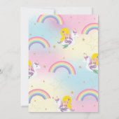 マーメイドユニコーンビーチパーティー誕生日ブロンド 招待状 (裏面)