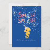 マーメイドユニコーンプールパーティーピンクグリッター女の子 招待状 (裏面)