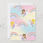 マーメイドユニコーンレインボープールパーティーツインズ誕生日 招待状 (裏面)