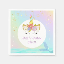 マーメイドユニコーン紙ナプキンス スタンダードカクテルナプキン