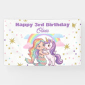 マーメイドユニコーン誕生日パーティーバナー 横断幕 (横)