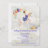 マーメイドユニコーン金ゴールドかわいらしパープル 招待状 (正面)