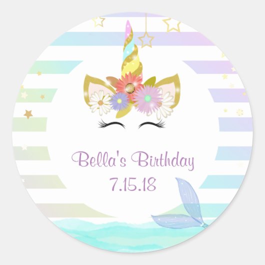 マーメイドユニコーン ラウンドシール (正面)