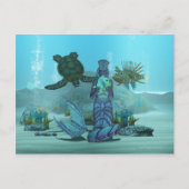 マーメイドライオンフィッシュカメ水中ポストカード ポストカード (正面)