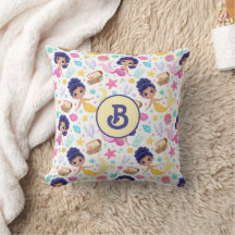 マーメイドライフモノグラムの装飾用クッション