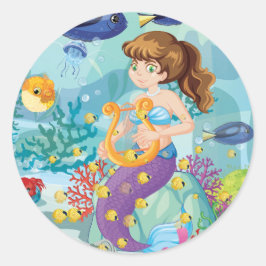 マーメイドラウンドスティッカー ラウンドシール