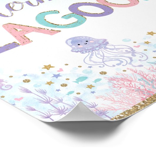 マーメイドラグーンサインアンダーウォーターシービーチ海 ポスター (角)