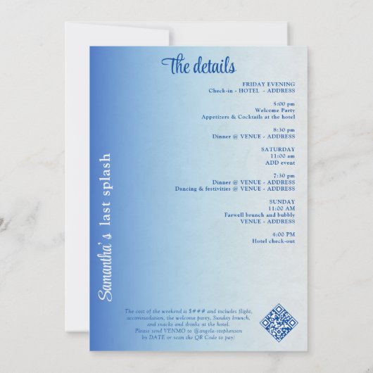 マーメイドラストスプラッシュトロピカルビーチBACHウィークエンド 招待状 (裏面)