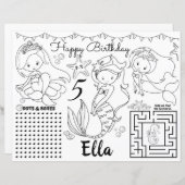 マーメイドランチョンマット、マーメイド活動着色シート (正面/裏面)