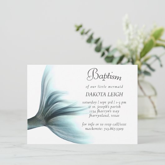 マーメイドリュックス |シーフオムミントグリーンシェンバプテスマ 招待状 (スタンド正面)