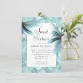 マーメイドリュックス |シーフオムミントグリーン光沢誕生日 招待状 (スタンド正面)