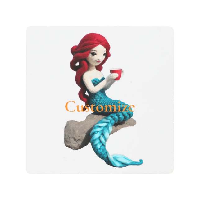 マーメイドリラックスの飲料付きサンダー_コーブ メタルプリント (正面)