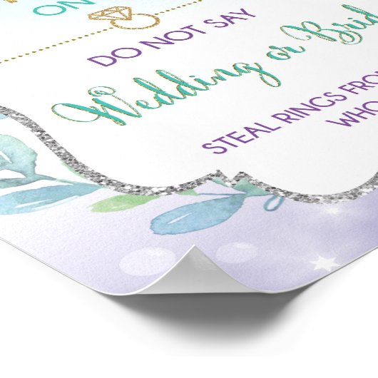 マーメイドリングや輪結婚ゲームズまたは花嫁ブライダルシャワー ポスター (角)