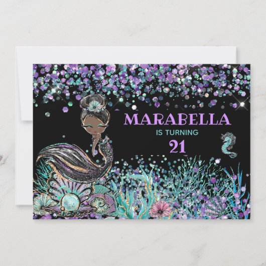 *~*マーメイドルクスグラムアンダーザシー21誕生日 招待状 (正面)