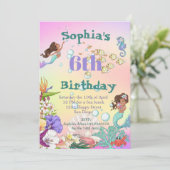 マーメイドレインボーダークヘアザシー誕生日 招待状 (スタンド正面)