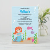 マーメイドレッド誕生日招待状 招待状 (スタンド正面)