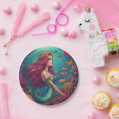 マーメイドレッド ペーパープレート (パーティー)