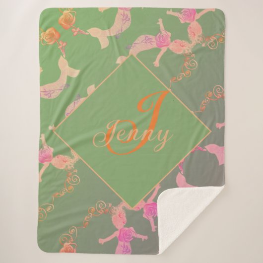マーメイドロマンチックバラ シェルパブランケット (正面)
