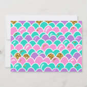 マーメイドワンザシープールパーティーガールファースト誕生日 招待状 (裏面)