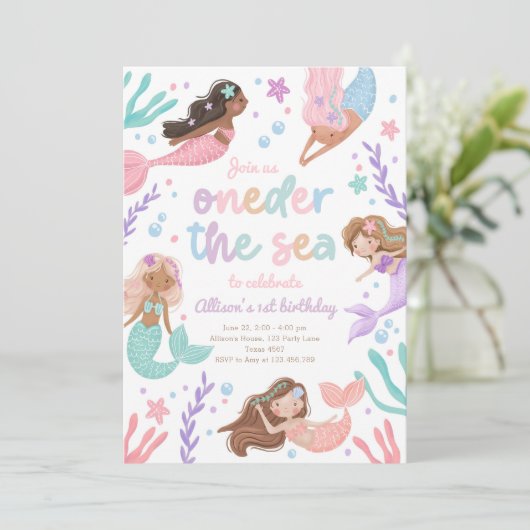 マーメイドワンダーザシーファーストファースト誕生日 招待状 (スタンド正面)