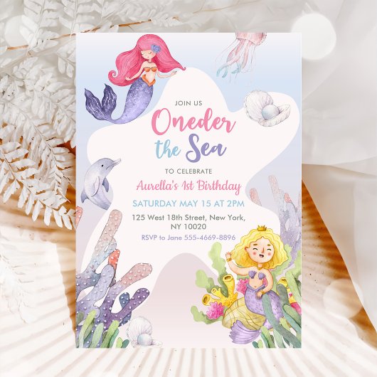 マーメイドワンダーザシー1st誕生日パーティー 招待状