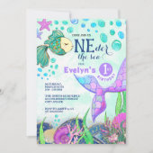 マーメイドワンダーザシー1st誕生日招待状 招待状 (正面)