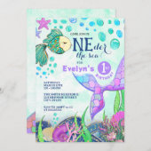 マーメイドワンダーザシー1st誕生日招待状 招待状 (正面/裏面)