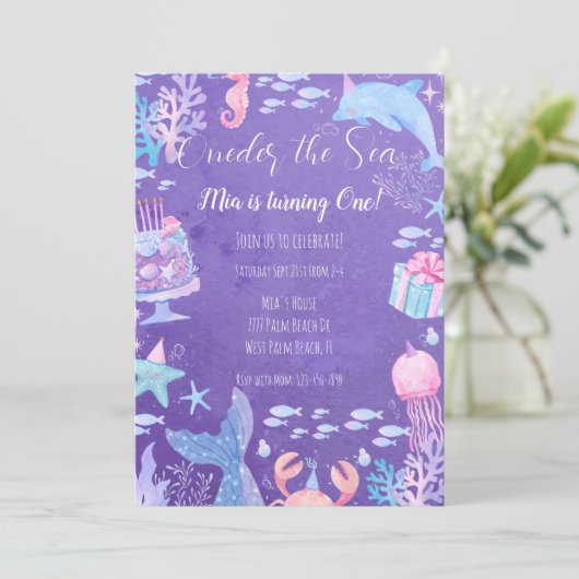 マーメイドワンダーザシー1st誕生日招待状 招待状 (スタンド正面)