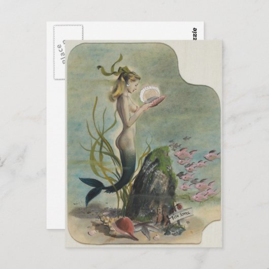 マーメイドヴィンテージアートハガキ ポストカード (正面/裏面)