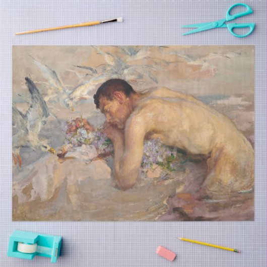 マーメイドヴィンテージアートワークビーチアート 薄葉紙 (クラフト)