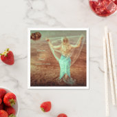 マーメイドヴィンテージティール(緑がかった色)結婚ブラウン スタンダードカクテルナプキン (インサイチュ)