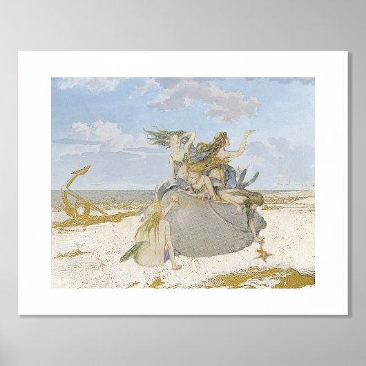 マーメイドヴィンテージデコペビーチスターフィッシュ海 箔ポスター (正面)