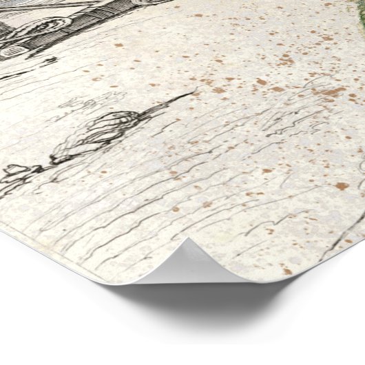 マーメイドヴィンテージビーチスターフィッシュ海いかり ポスター (角)