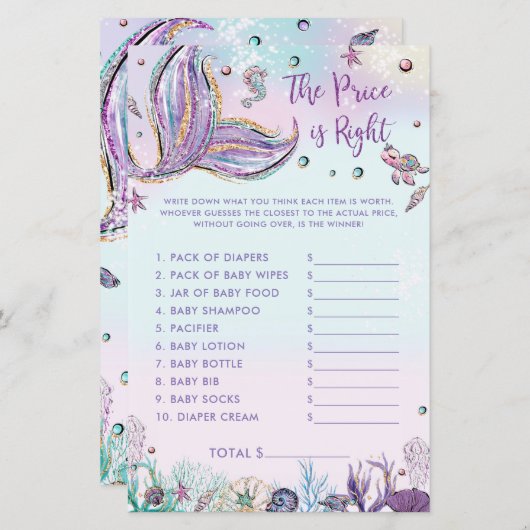 マーメイド価格は正しいゲームのシャワー活動 (正面/裏面)