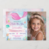 マーメイド写真第2回目3回目4回目5誕生日 招待状 (正面/裏面)