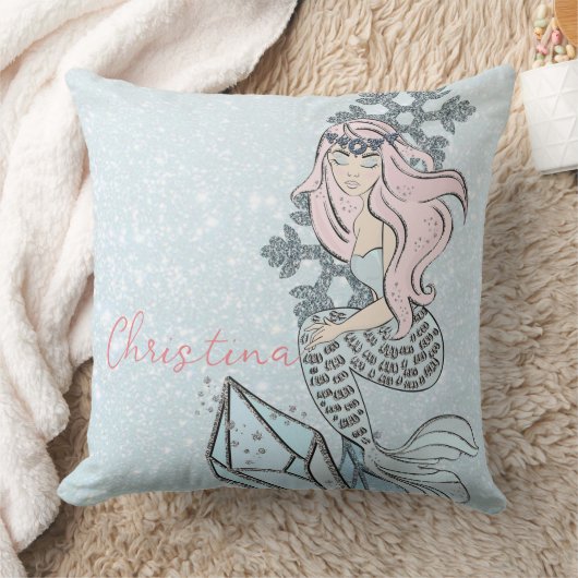 マーメイド凍っていプリンセスウィンターテーマ クッション (ブランケット)